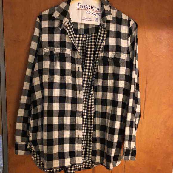 Madewell Black And White Flannel Plaid 
